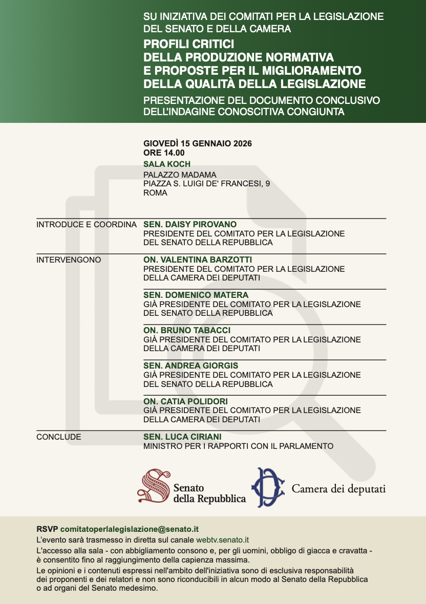 Profili critici della produzione normativa e proposte per il miglioramento della qualità della legislazione